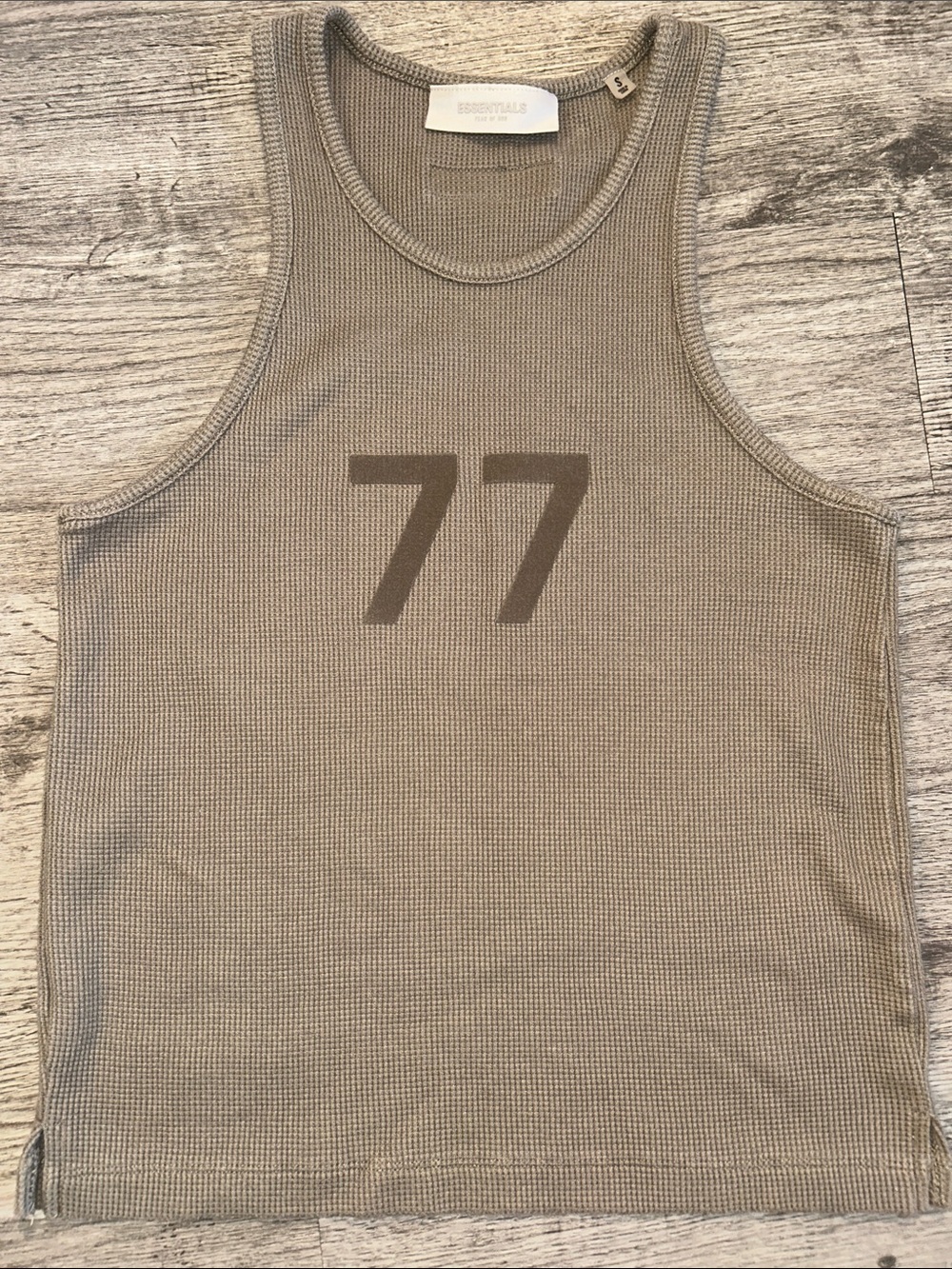 Fear of God Essentials 77 Waffle Knit Tank Top Green Brown Sleeveless Small